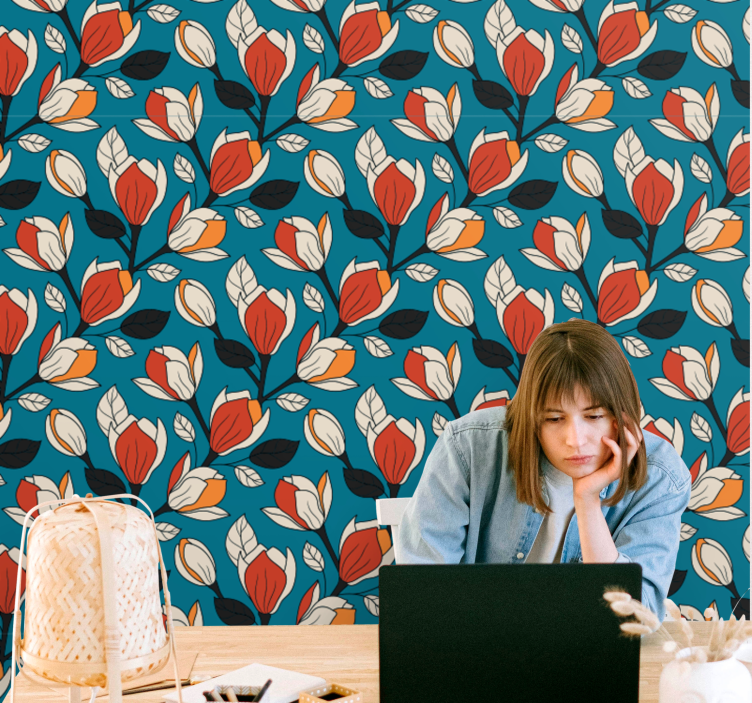 꽃이 있는 벽지 꽃 무늬 배경 - TenStickers