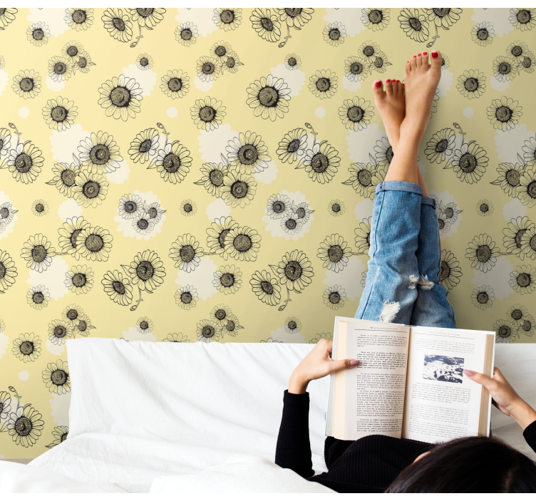 꽃이 있는 벽지 꽃무늬 - TenStickers