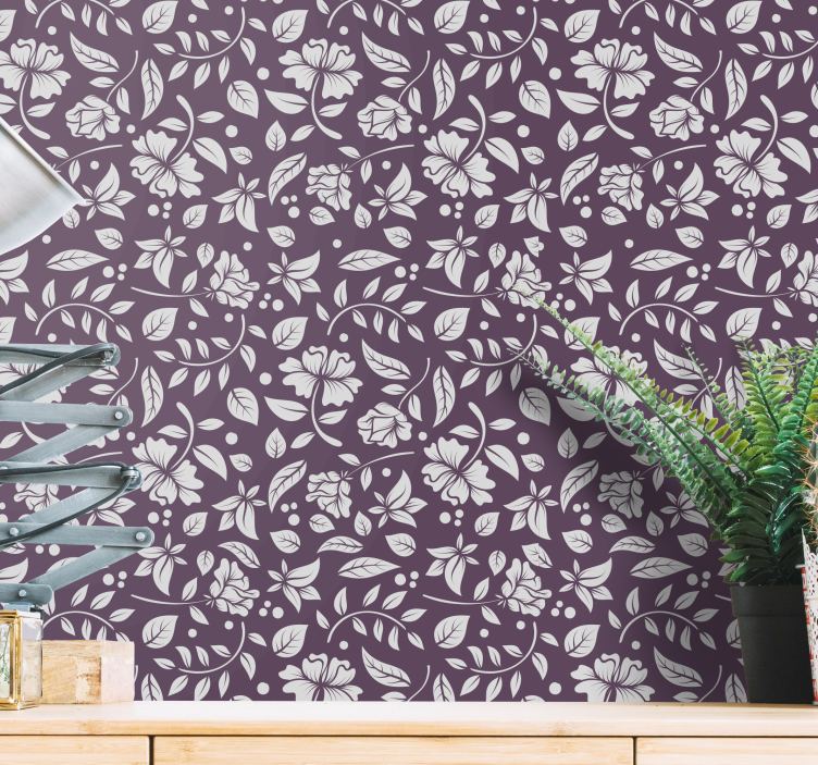 꽃이 있는 벽지 우아한 꽃 테마 - TenStickers