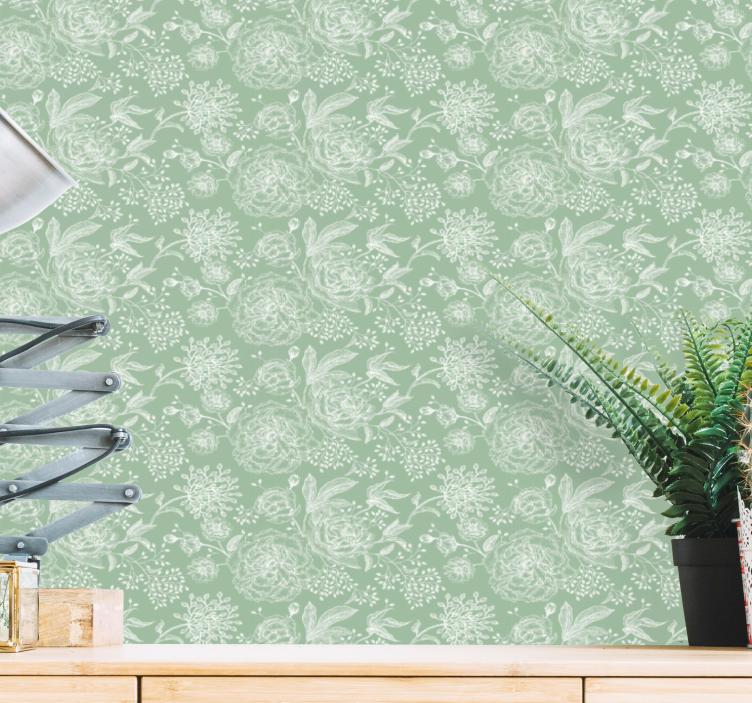 꽃이 있는 벽지 부드러운 꽃의 우아함 - TenStickers