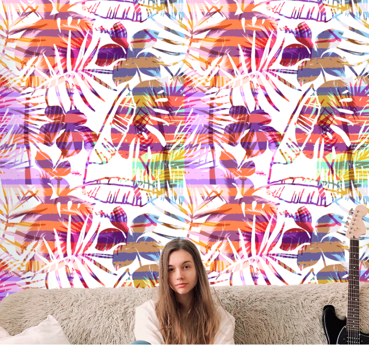 꽃이 있는 벽지 생동감 넘치는 꽃무늬 - TenStickers