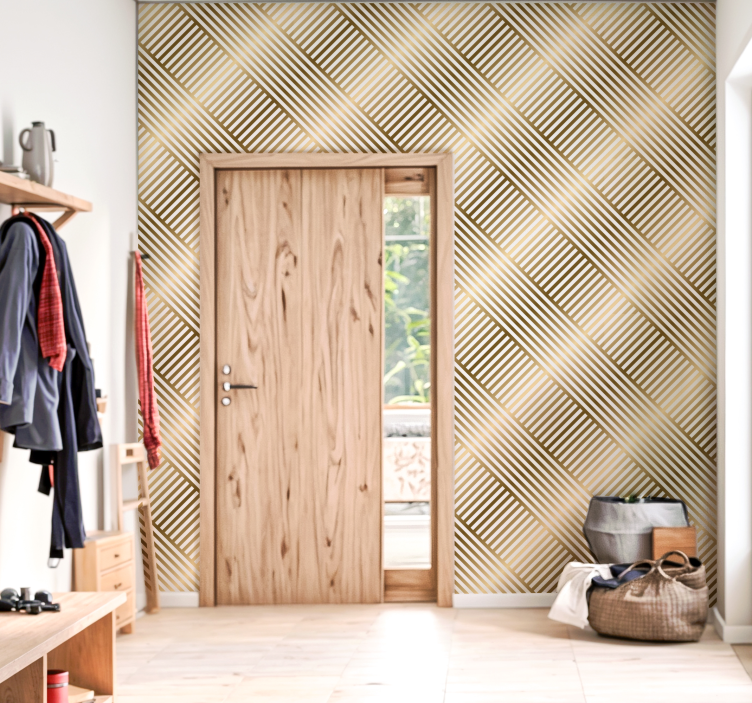 입구 벽지 기하학적 골드 라인 - TenStickers