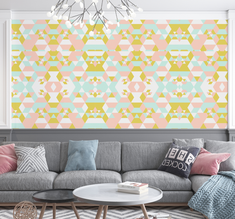거실 배경 화면 geometric Pastel Pattern - TenStickers