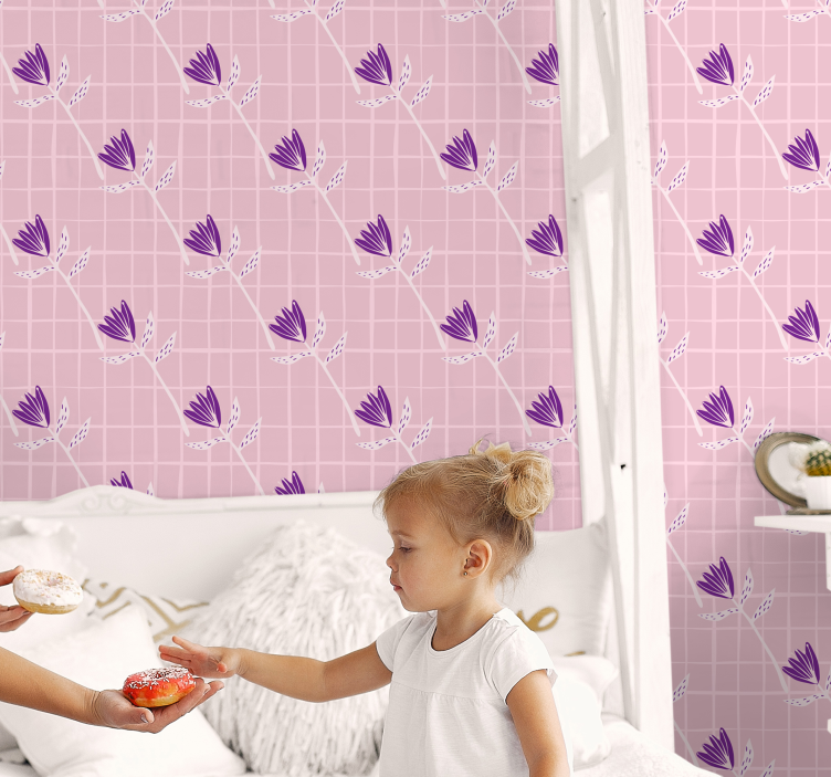 기하학적 벽지 기하학적인 꽃무늬 - TenStickers