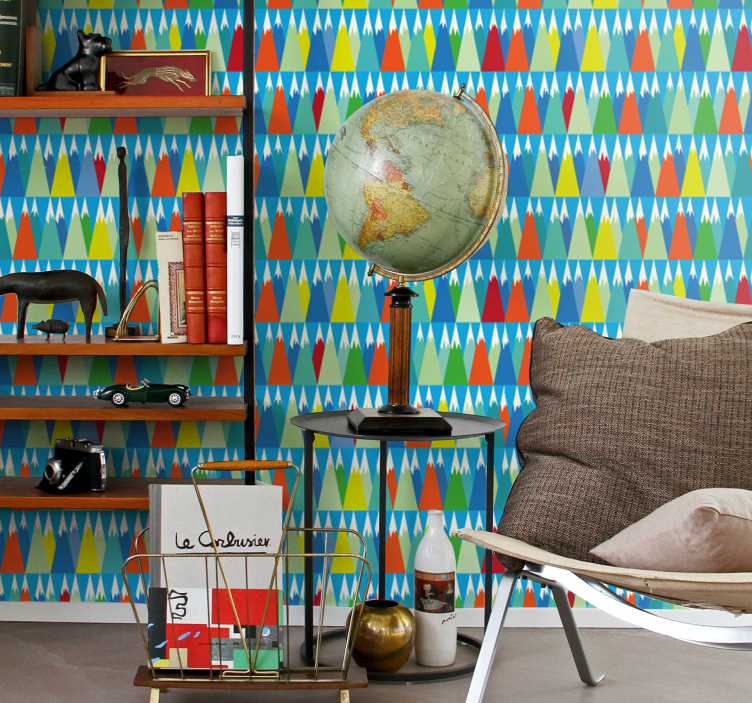 기하학적 벽지 기하학적인 산의 풍경 - TenStickers