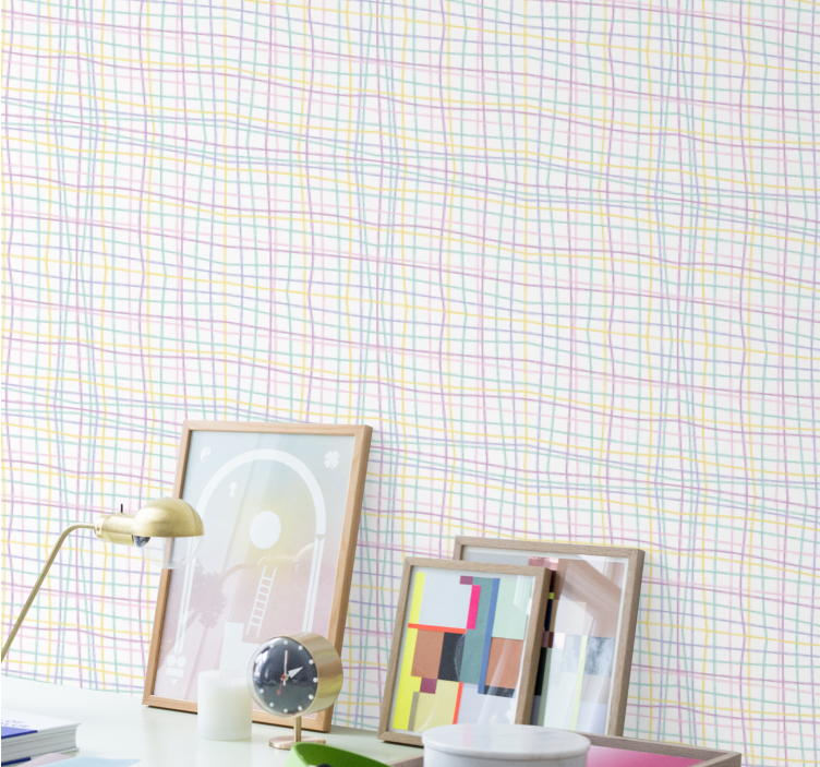 기하학적 벽지 체크드 그리드 레이아웃 - TenStickers