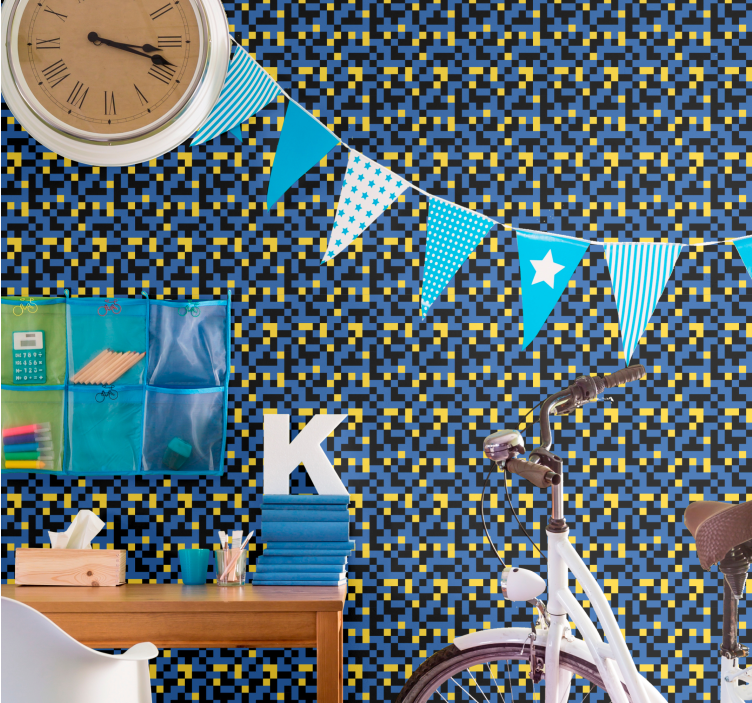 기하학적 벽지 픽셀화된 색상 블록 - TenStickers