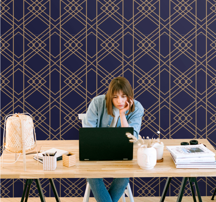 황금 인터레이스 사각형 미술 장식 배경 - TenStickers