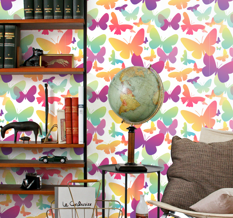 그라데이션 나비 벽지 - TenStickers