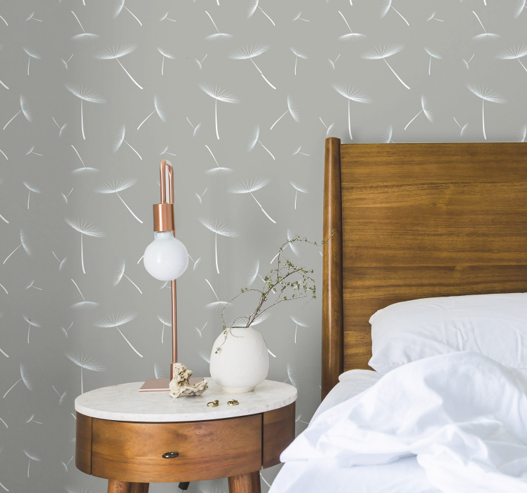 나뭇잎이 있는 벽지 민들레 패턴 - TenStickers