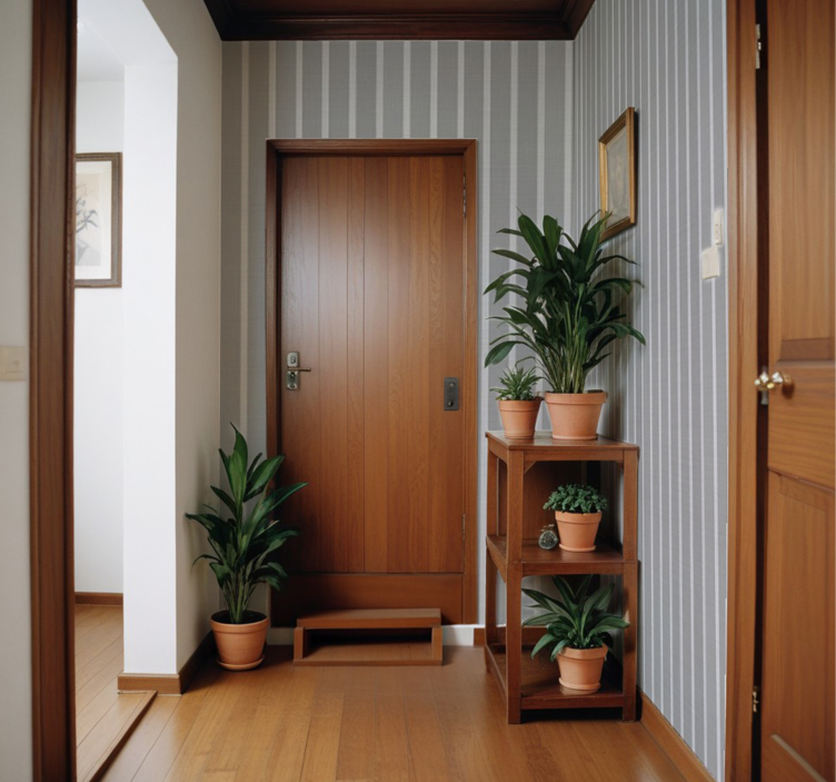 복도 벽지 회색 줄무늬 - TenStickers