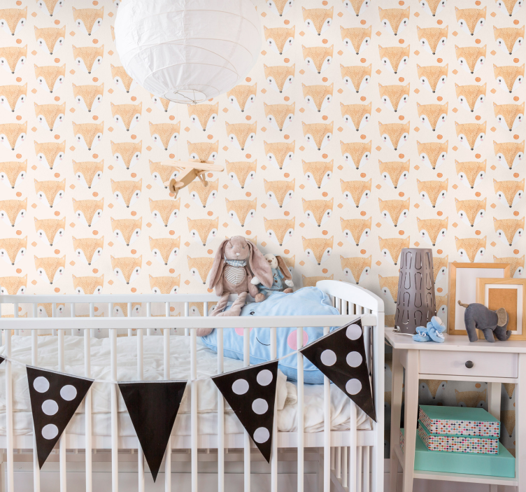 아이의 침실 벽지 손으로 그린 여우 - TenStickers