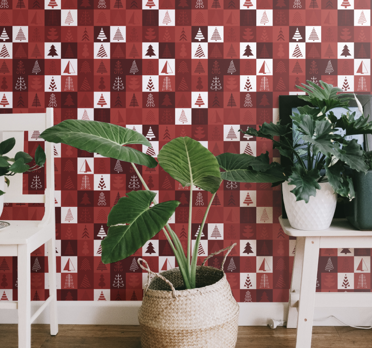 크리스마스 벽지 축제 나무 패턴 - TenStickers