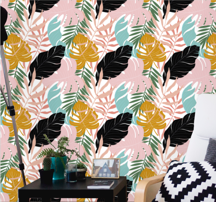 나뭇잎이 있는 벽지 이국적인 잎사귀 모음 - TenStickers