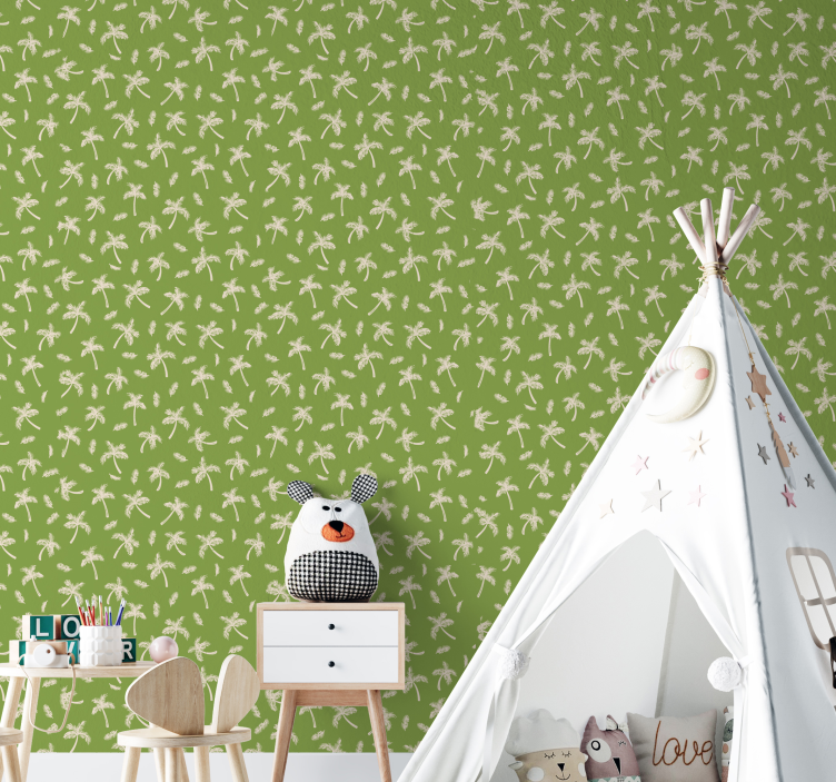 나뭇잎이 있는 벽지 플로랄 그리너리 - TenStickers