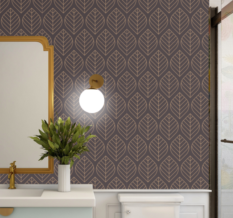 나뭇잎이 있는 벽지 나뭇잎 패턴의 우아함 - TenStickers