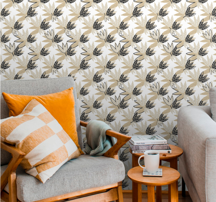 나뭇잎이 있는 벽지 식물 디자인 - TenStickers
