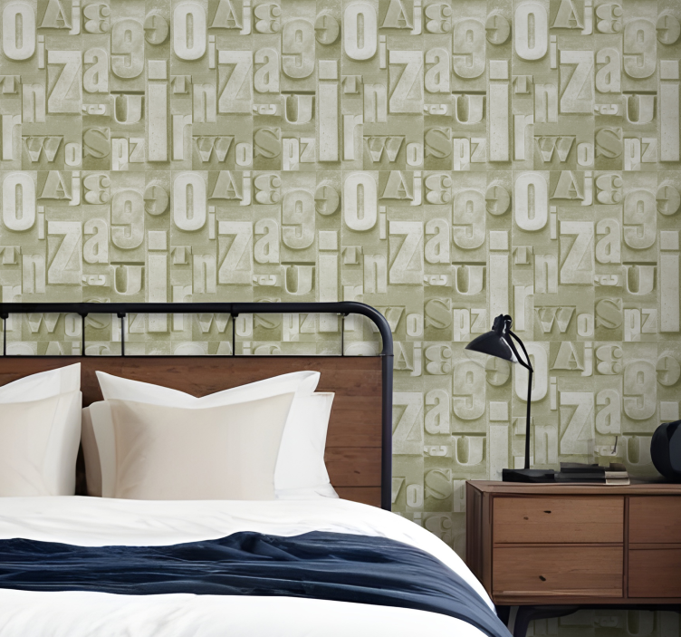 문자가 새겨진 벽지 3d 산업 스타일 - TenStickers