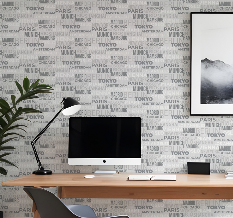 문자가 새겨진 벽지 도시 이름 - TenStickers