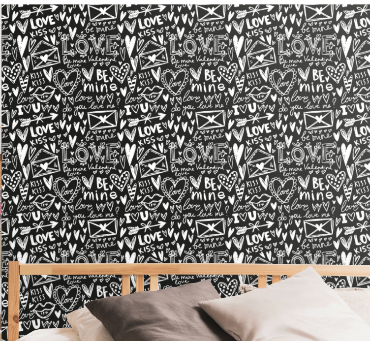 문자가 새겨진 벽지 발렌타인 낙서 - TenStickers