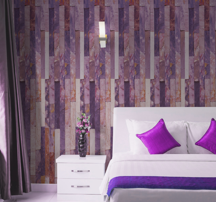 대리석 질감 벽지 핑크 우아한 패널 - TenStickers