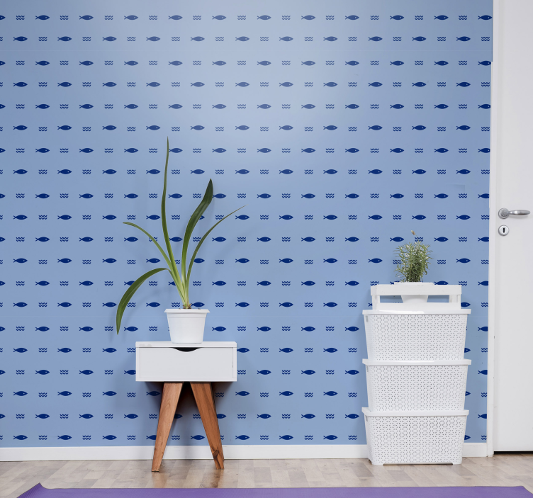 최소한의 물고기 패턴 동물 벽지 - TenStickers