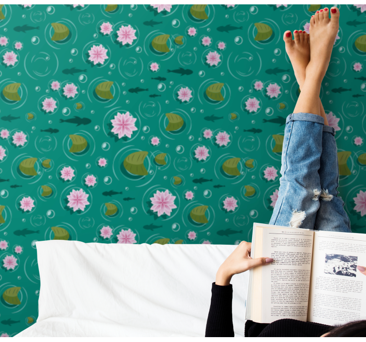 벽지 텍스처 자연 수생 꽃 - TenStickers