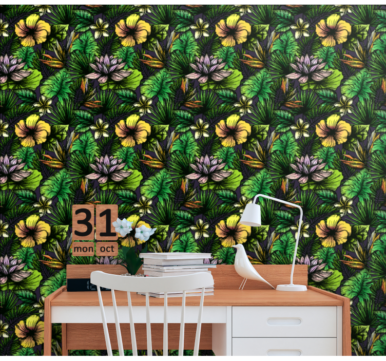 벽지 텍스처 자연 열대성 꽃 - TenStickers