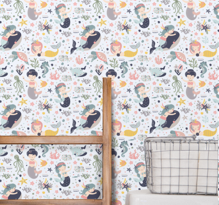 보육 벽지 인어 수중 친구들 - TenStickers