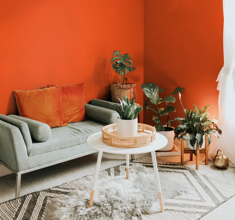 오렌지 컬러 디자인 벽지 - TenStickers