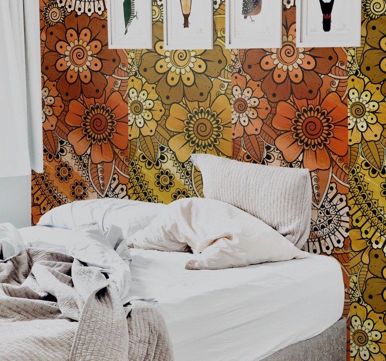 페이즐리 인도 스타일의 장식용 벽지 - TenStickers