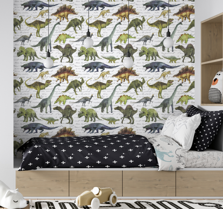 현실적인 공룡 어린이 벽지 - TenStickers