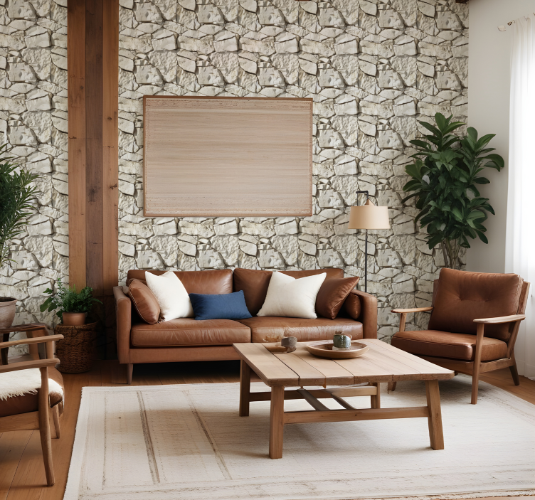 돌 효과 벽지 라이트 베이지 - TenStickers