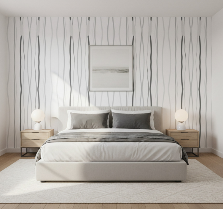 다른 질감 벽지 우아한 회색 줄무늬 - TenStickers