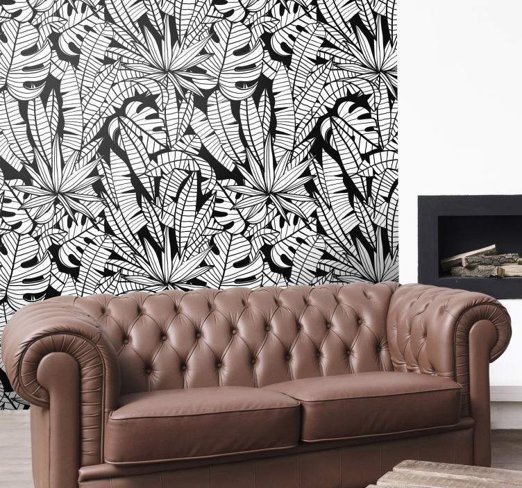 열대 잎 정글 벽지 - TenStickers