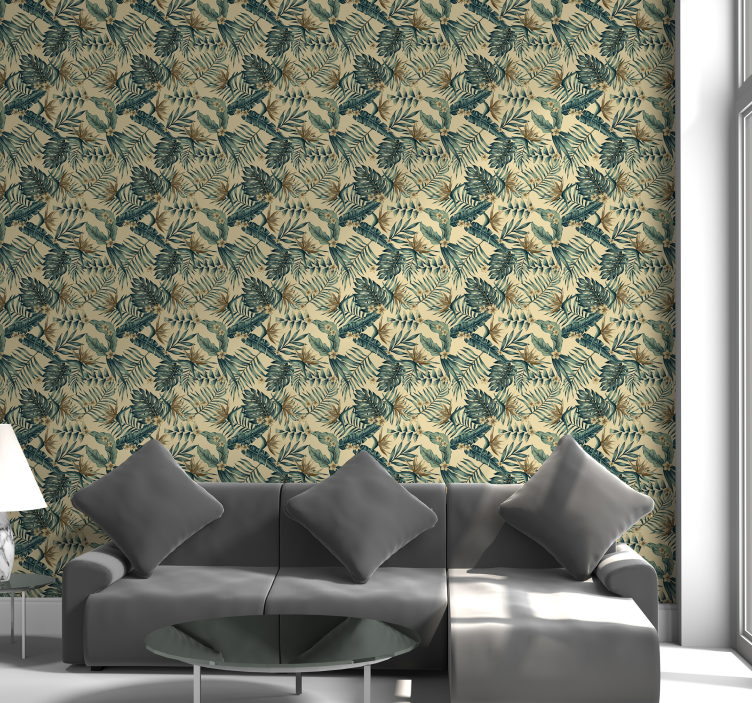 열대 잎 꽃 벽지 - TenStickers