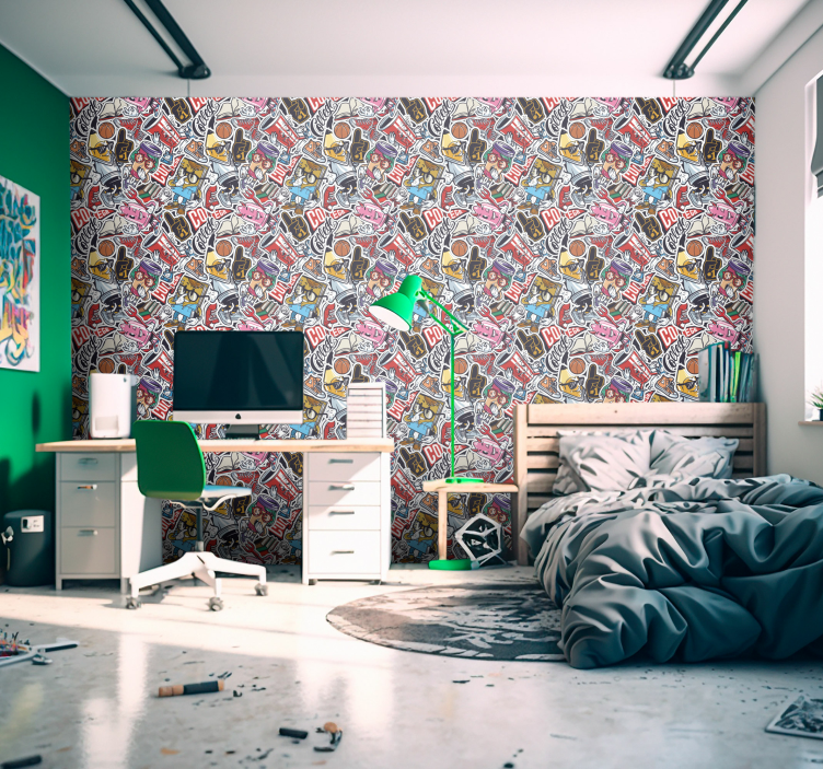 도시 스티커 폭탄 미술 벽지 - TenStickers