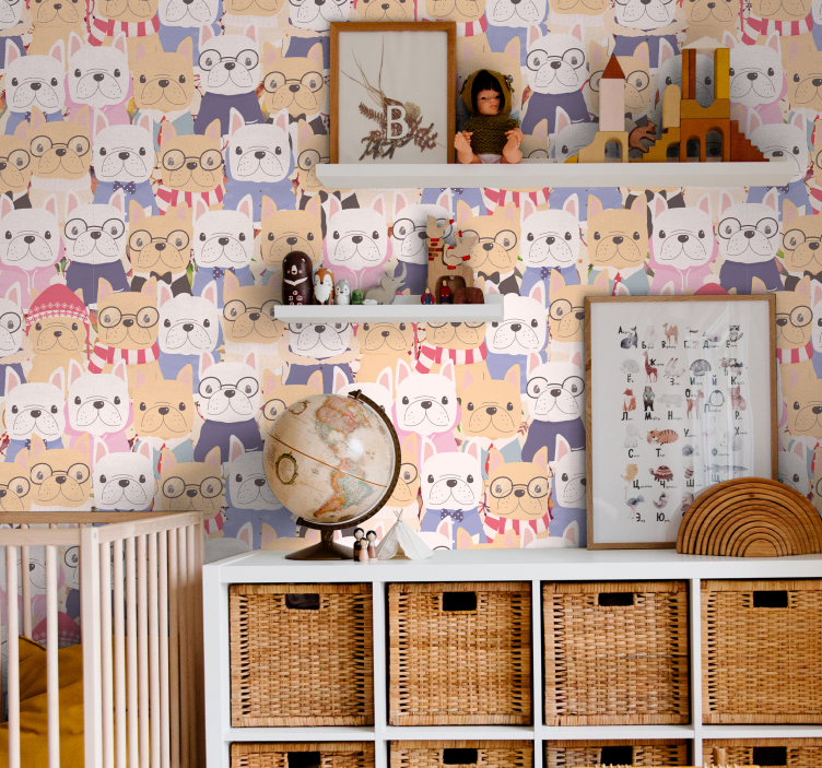 개가있는 벽지 만화 불독 - TenStickers