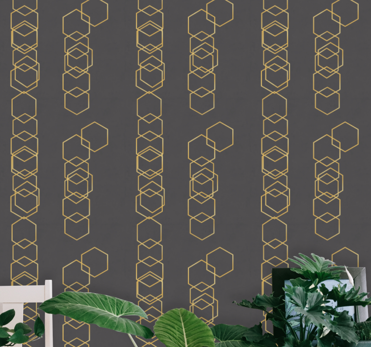 기하학적 벽지 기하학적 선형 디자인 - TenStickers