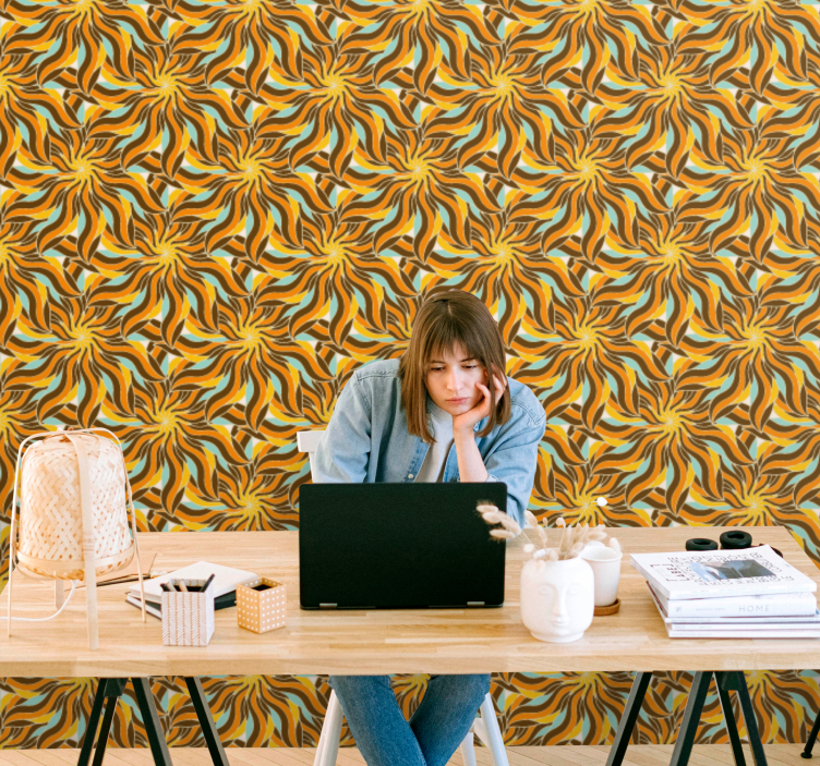 기하학적 벽지 복잡한 소용돌이 패턴 - TenStickers