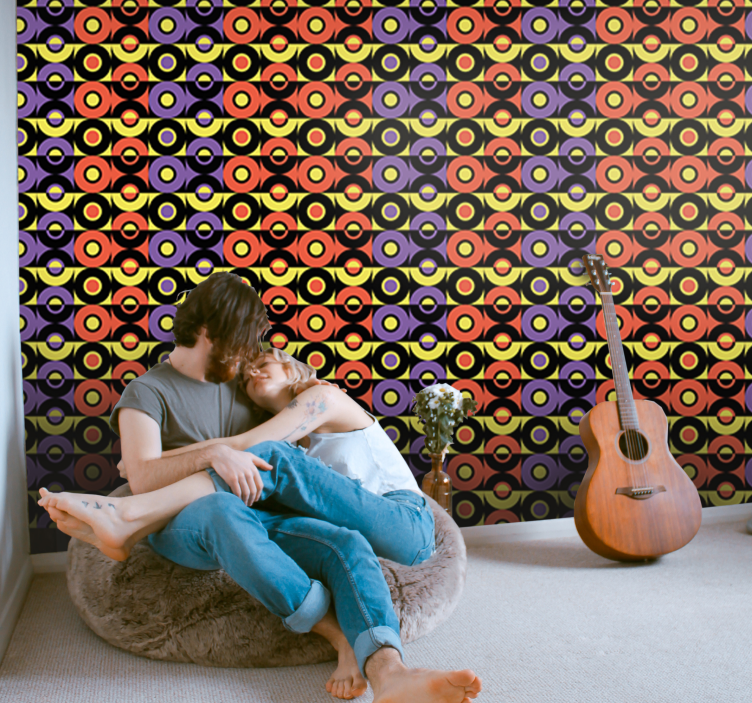 다른 빈티지 배경 화면 복고풍 서클 패턴 - TenStickers