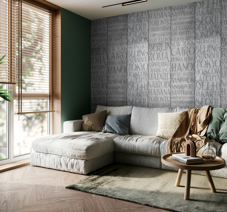 문자가 새겨진 벽지 글로벌 도시 이름 타이포그래피 - TenStickers