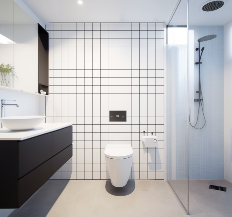 광장 벽지 흑백 가는 선 - TenStickers