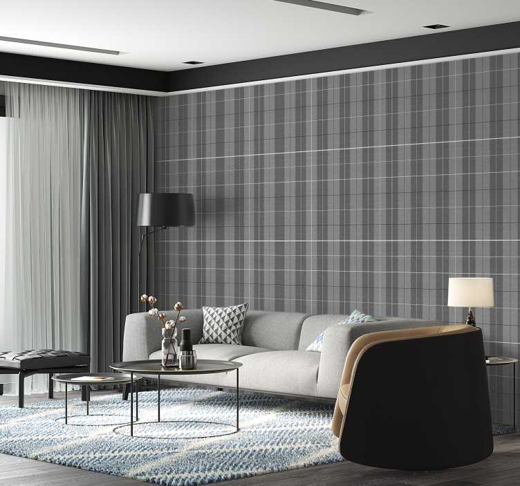 광장 벽지 회색 스코틀랜드 패턴 - TenStickers