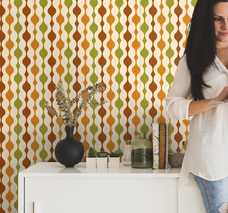 줄무늬 벽지 곡선 패턴 디자인 - TenStickers