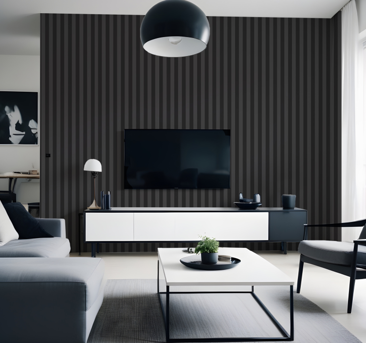 세로 스트라이프 벽지 검은색 음영 - TenStickers