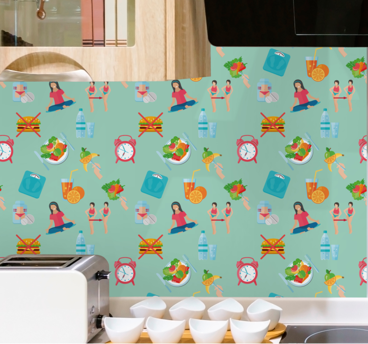 체중 감량 건강 다이어트 계획 아이콘 배경 - TenStickers