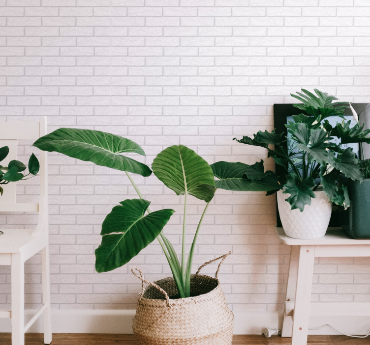 흰 얼룩 벽돌 벽지 - TenStickers